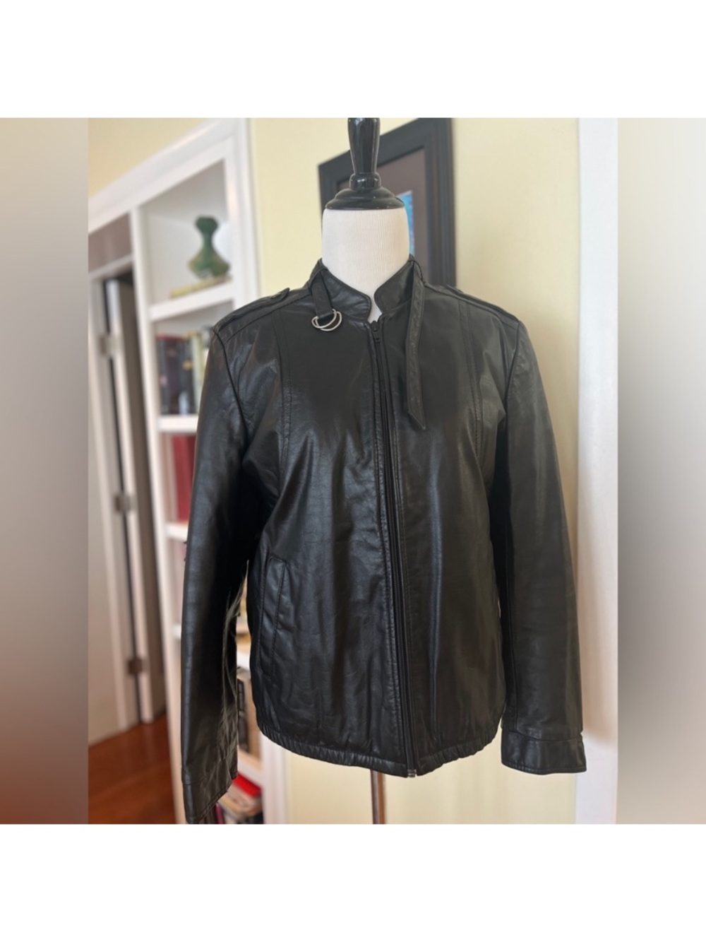 Authentic Vintage Black Leather Zip-Up Jacket